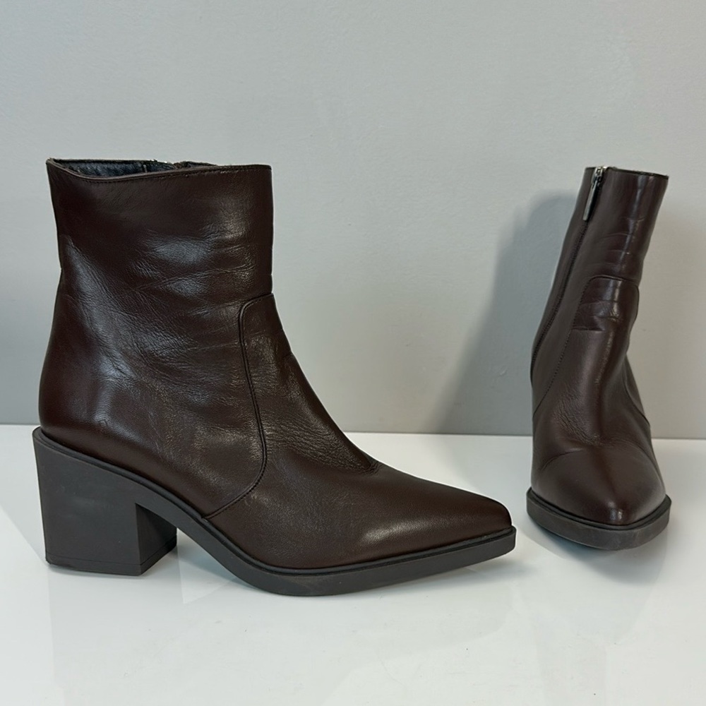 Aquatalia Brown Leather Ankle‎ Boots Size 9.5